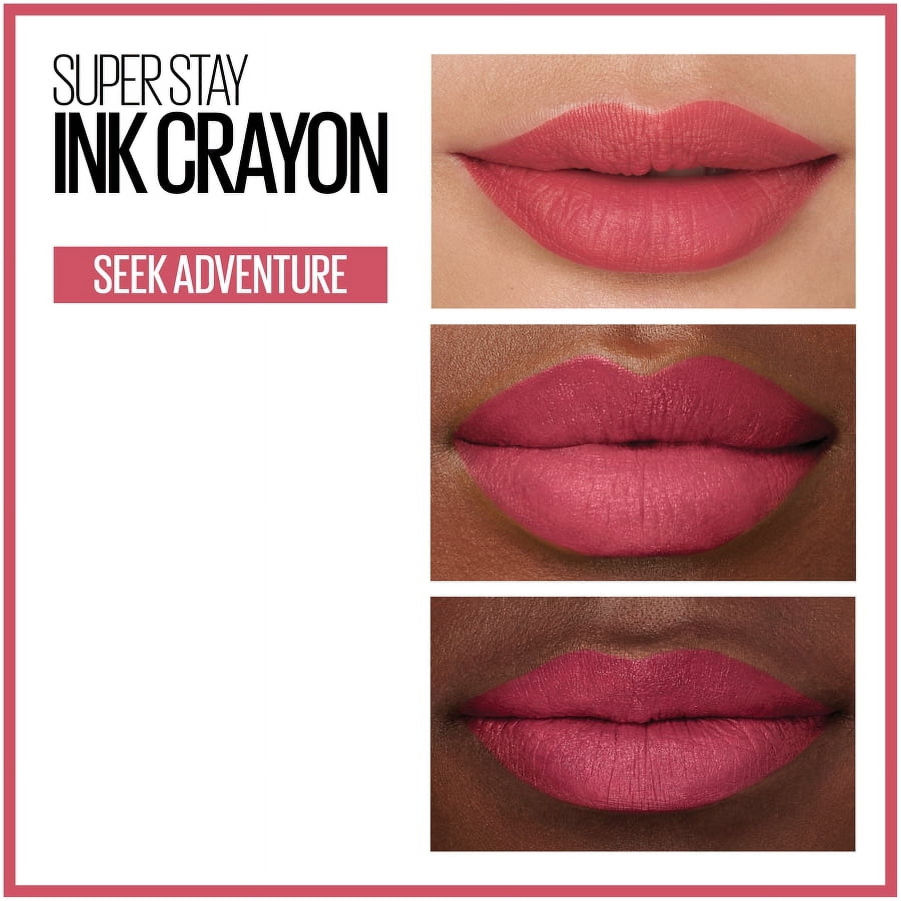 (2 pack) Maybelline Super Stay Ink Crayon Lipstick, Matte Longwear Lipstick Makeup, Seek Adventure, 0.04 oz.