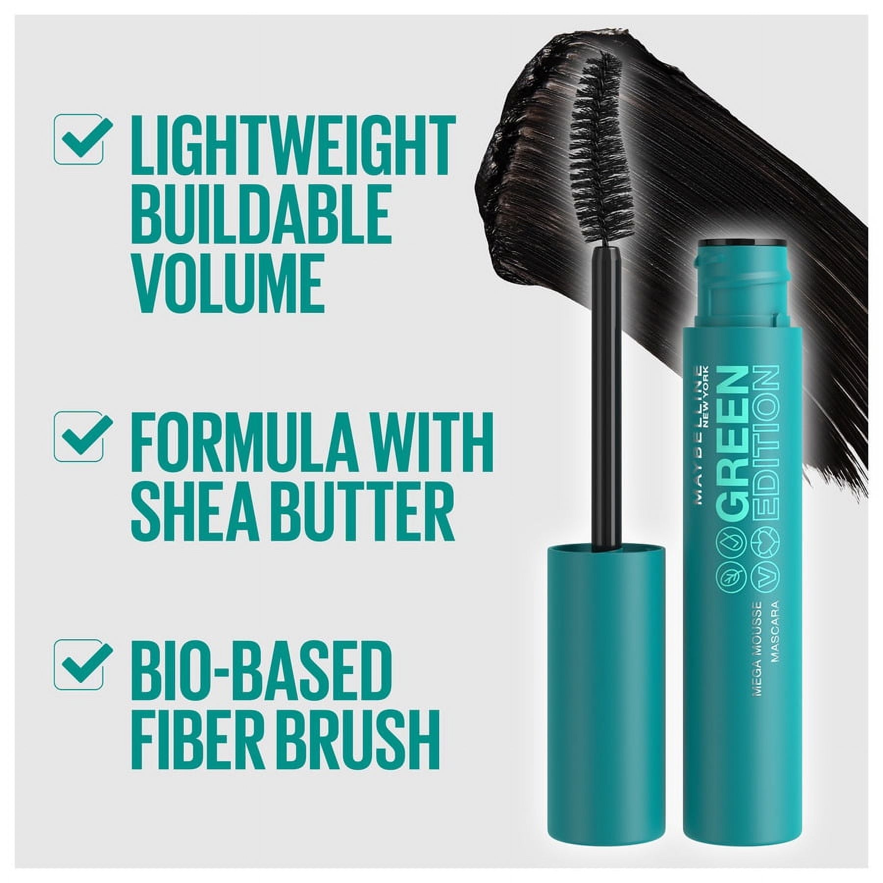 Maybelline Green Edition Mega Mousse Mascara, Blackest Black