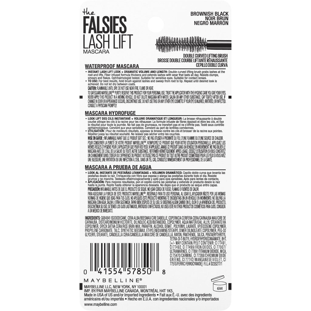 Maybelline The Falsies Lash Lift Waterproof Mascara, Brownish Black