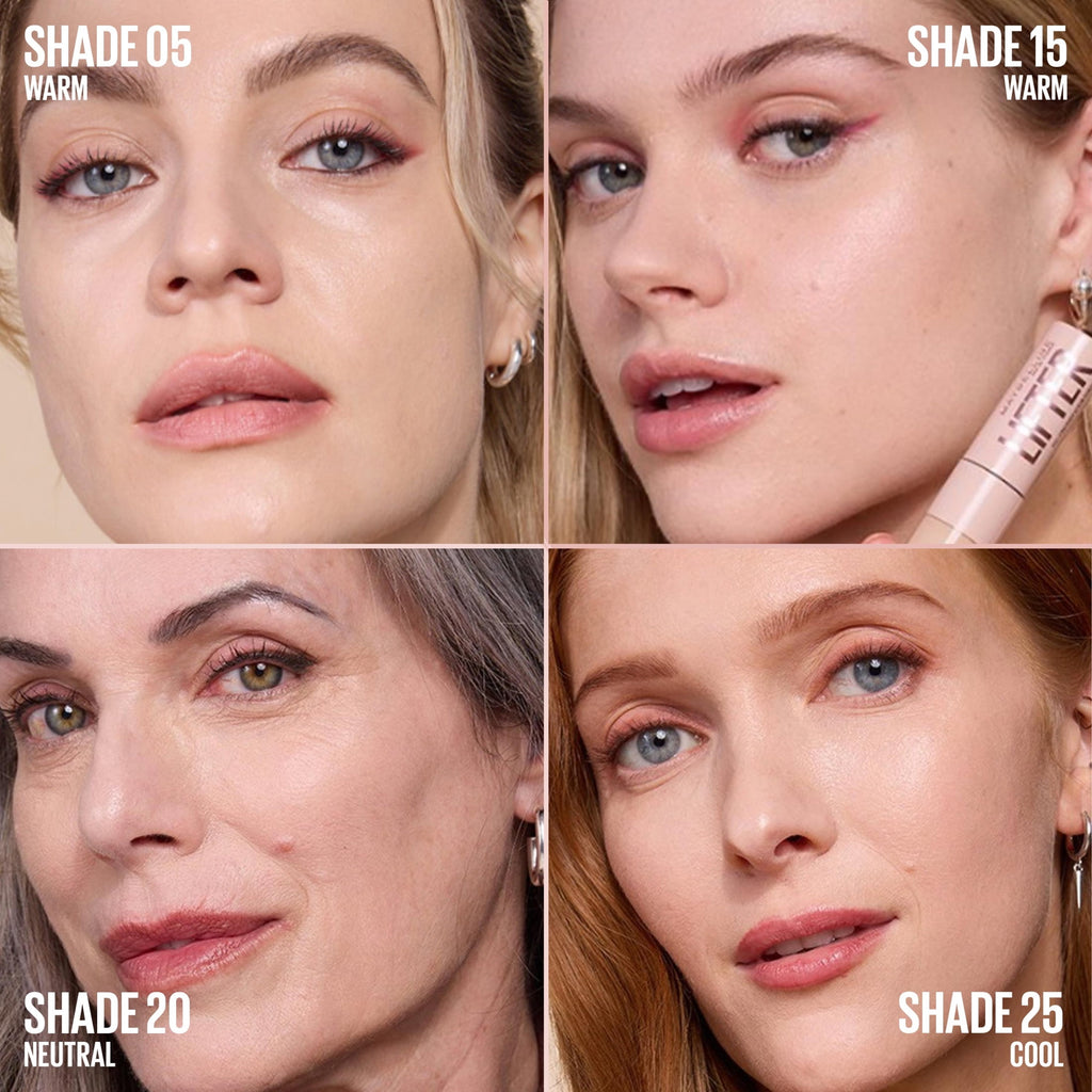 Maybelline Lifter Serum Concealer Makeup with Peptides and Caffeine, Vegan, 25 Cool, 1 Piece